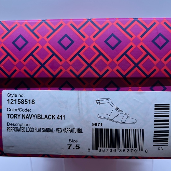 Tory Burch Perforated Logo Flat Sandal Black 7.5 - Picture 12 of 12